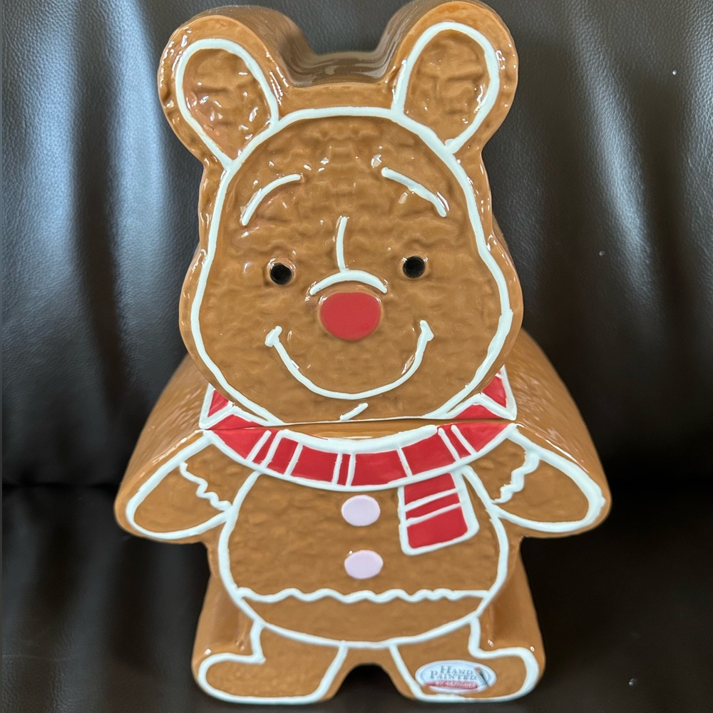 Disney’s Winnie The Pooh Gingerbread Christmas Cookie Jar Hand Painted -  New